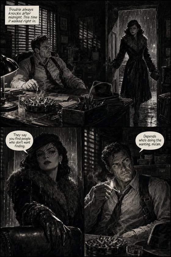 Film Noir drawing style sample